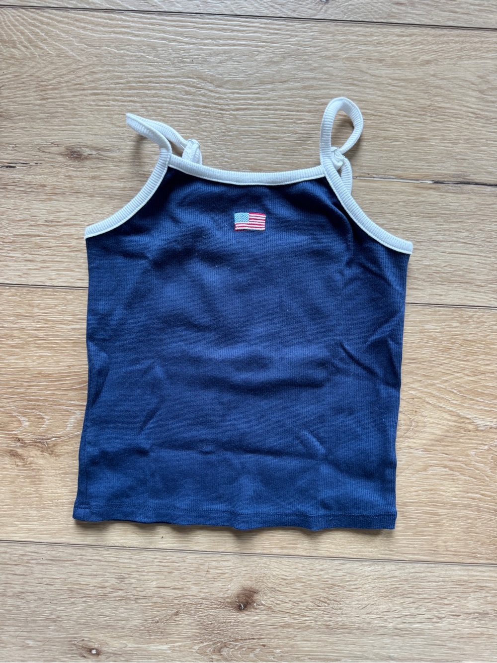 art class Navy & White Girls' Flag Tank
